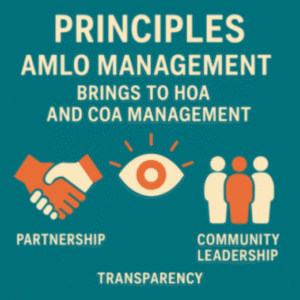 Icons showing partnership, transparency, and community leadership
