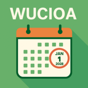 WUCIOA calendar with January 1, 2028 compliance deadline circled