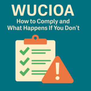 WUCIOA compliance checklist with warning sign for Washington HOAs