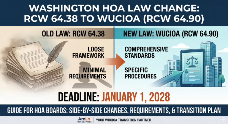 RCW 64.38 vs. WUCIOA: What Washington HOA Boards Need to Know Before 2028